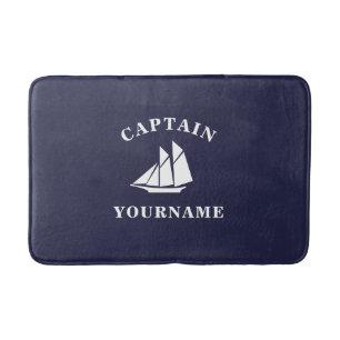 Kapten med ditt namn Sailboat Nautical Bath Mat Badrumsmatta