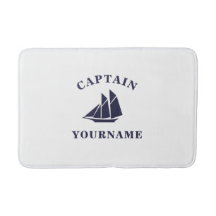 Kapten med ditt namn Sailboat Nautical Bath Mat Badrumsmatta