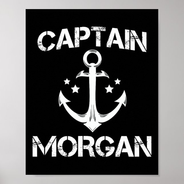 Kapten Morgan Funny Birthday Personlig Surname Poster (Framsidan)
