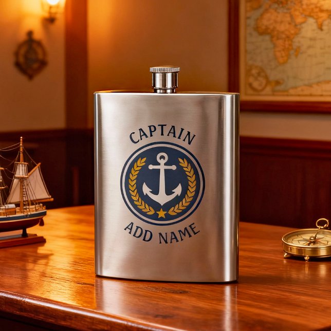 Kapten Namn Anchor Guld Stil Laurel Stainless Fickplunta (Skapare uppladdad)
