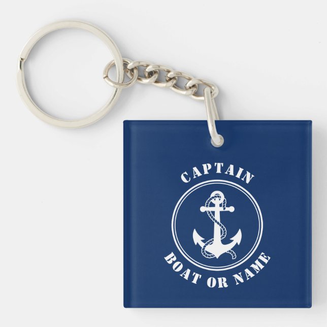 Kapten Namn Boat Anchor Rope Foto Back Navy (Framsidan)
