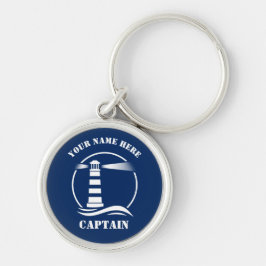 Kapten Namn eller Namn Classic Lighthouse Rund Silverfärgad Nyckelring