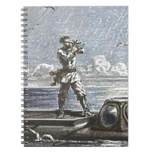 Kapten Nemo Verne 20 000 leagues Sci Fi Art Anteckningsbok Med Spiral
