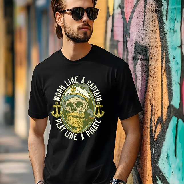 Kapten och Pirat i Sea T-Shirt Lång Ärmad Tröja (Skapare uppladdad)