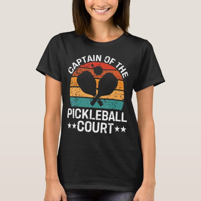 Kapten på Pickleball Court Funny Pickleball P T Shirt (Framsida)