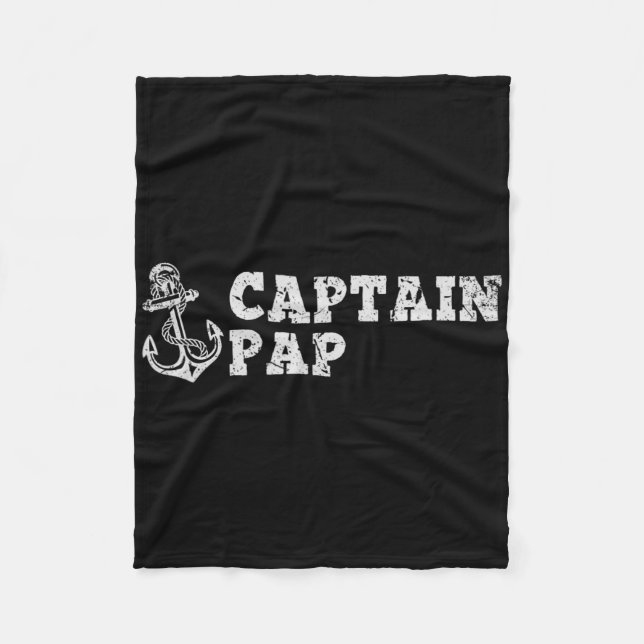 Kapten Pap Segelbåt Vintage Båt Ankar Fu Fleecefilt (Framsidan)