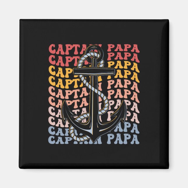 Kapten Papa Groovy Båttur Papa  Magnet (Framsidan)