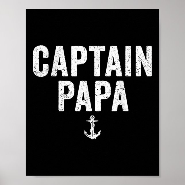 Kapten Papa Pontonbåt Sjöfiske Båtliv Segla Poster (Framsidan)