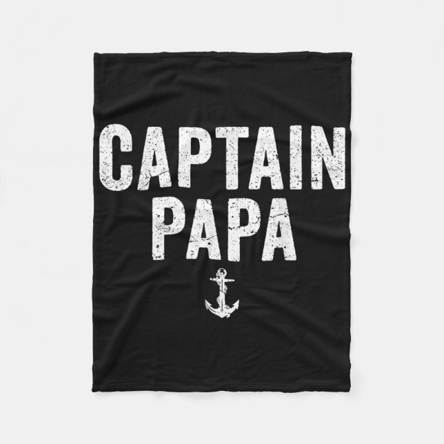 Kapten Papa Pontonbåt Sjöfiske Båttur Segla Fleecefilt (Framsidan)