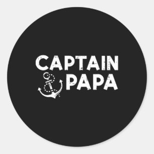 Kapten Pappa Boat Owner Family Fars dag Pappa Papp Runt Klistermärke