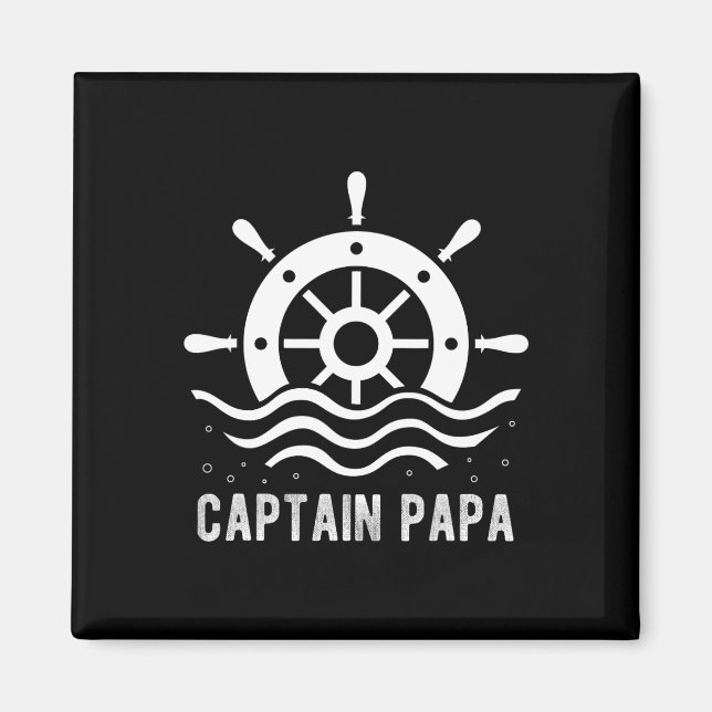 Kapten Pappa Boating Fars dag Pontoon Kapten Magnet (Framsidan)