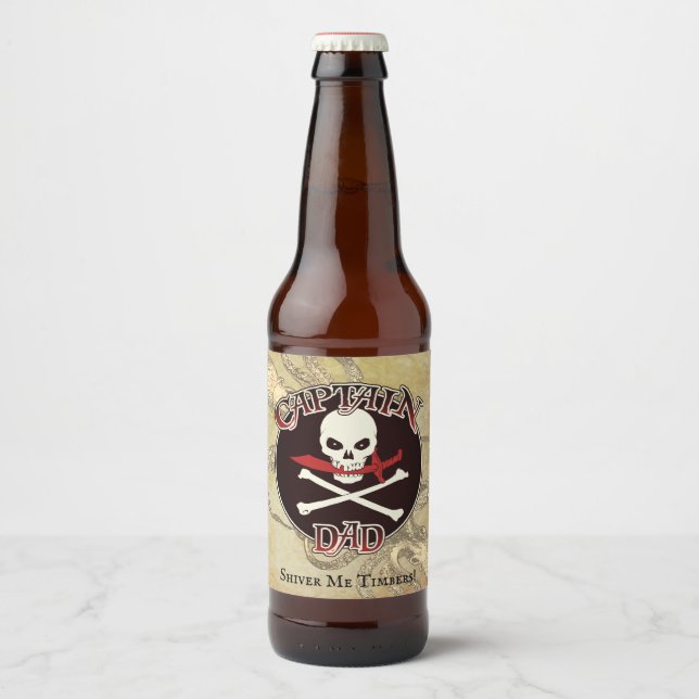 Kapten Pappa - Införd av djupet Ölflaska Etikett (Framsida)