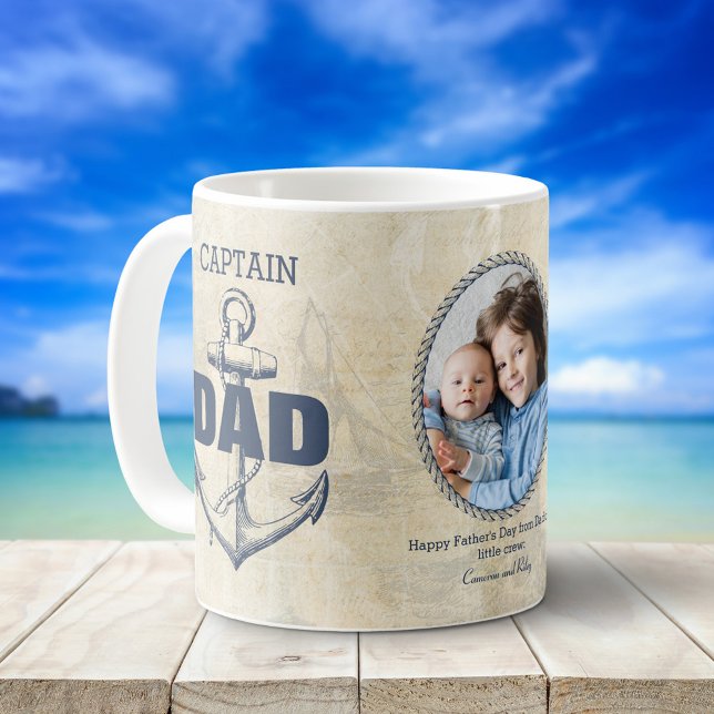 Kapten Pappa Nautical Anchor Fars dag Photo Kaffemugg (Skapare uppladdad)