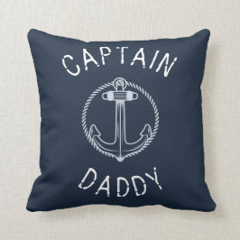 Kapten pappa Nautical Navy Blue Namn Kudde