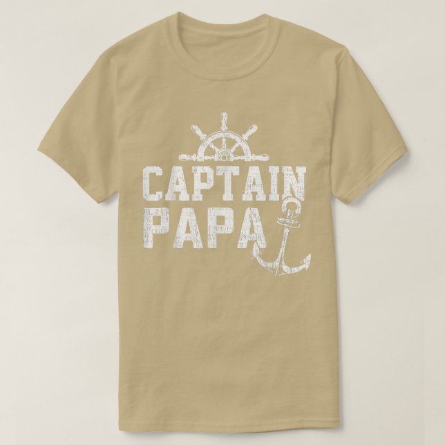 Kapten Pappa Pontoon Boating Fishing Sjö Sailing  T Shirt (Design framsida)