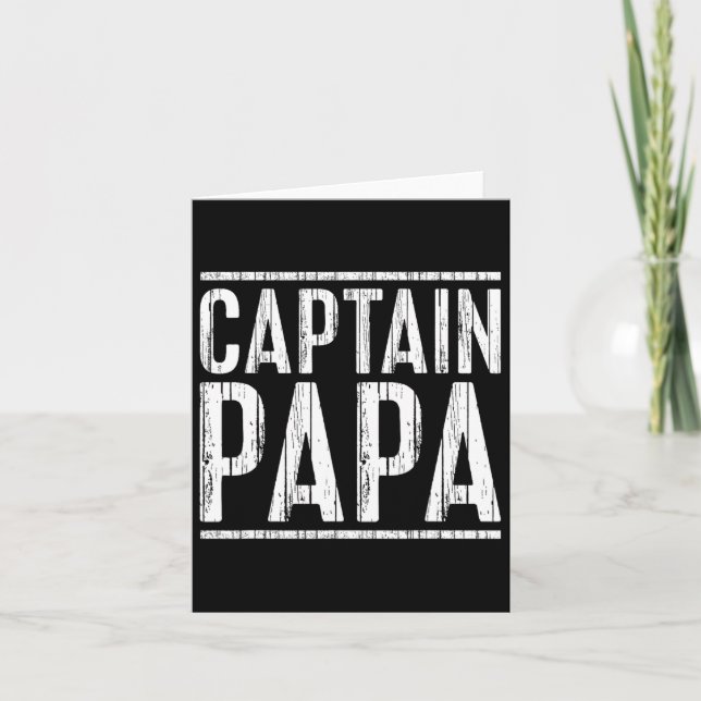 Kapten Pappa Shirt Pontoon Boat Fars dag Fishin Kort (Framsida)