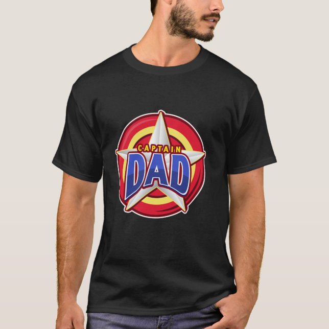 Kapten Pappa Superhjälte T Shirt (Framsida)