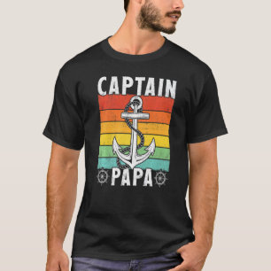 Kapten Pappa Vintage Retro Anchor Pontoon Boat Boa T Shirt