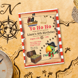 Kapten Parrot Treasure Pirat Boy's Birthday Inv Inbjudningar