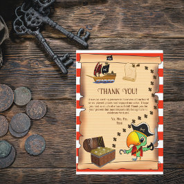 Kapten Parrot Treasure Pirat Boy's Birthday Tack Kort