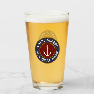 Kapten Personlig Maroon Anchor Logotyp Glass Glaskopp