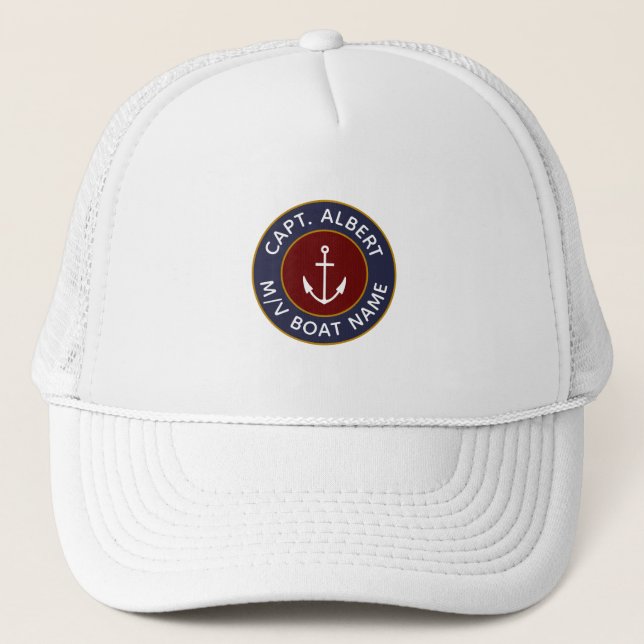 Kapten Personlig Maroon Blue Anchor Logotyp Hat Keps (Framsida)