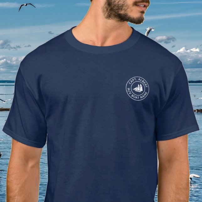 Kapten Personlig Sailboat Logotyp T Shirt (Skapare uppladdad)