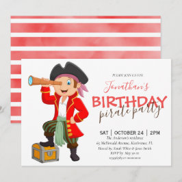 Kapten pirat party pojkens födelsedagsinbjudan meddelande
