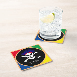 Kapten & Pirater Flagga - Treasure Island/party Underlägg Papper Kvadrat
