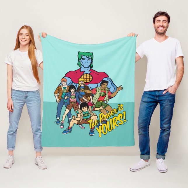 Kapten Planet Group Graphic - kraften är din! Fleecefilt (På plats)