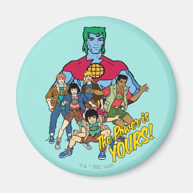 Kapten Planet Group Graphic - kraften är din! Magnet (Framsidan)
