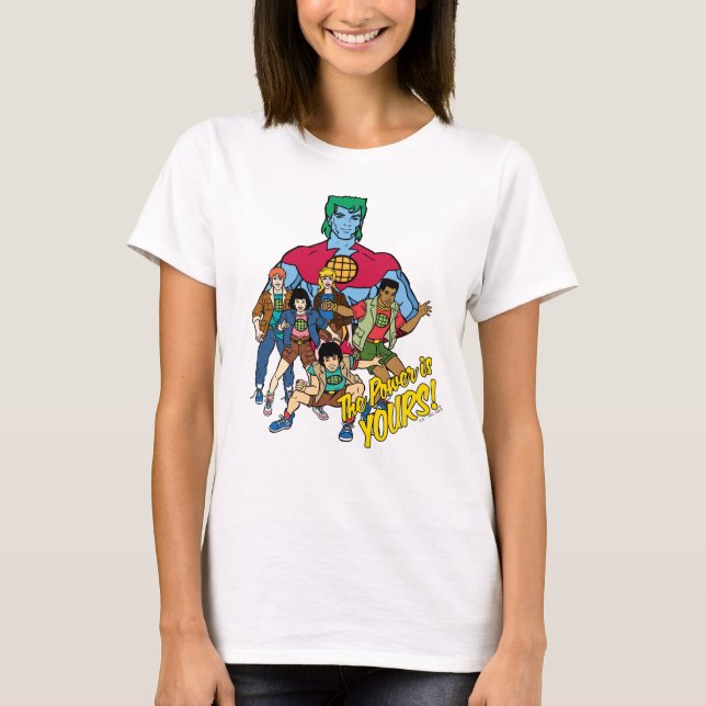 Kapten Planet Group Graphic - kraften är din! T Shirt (Framsida)