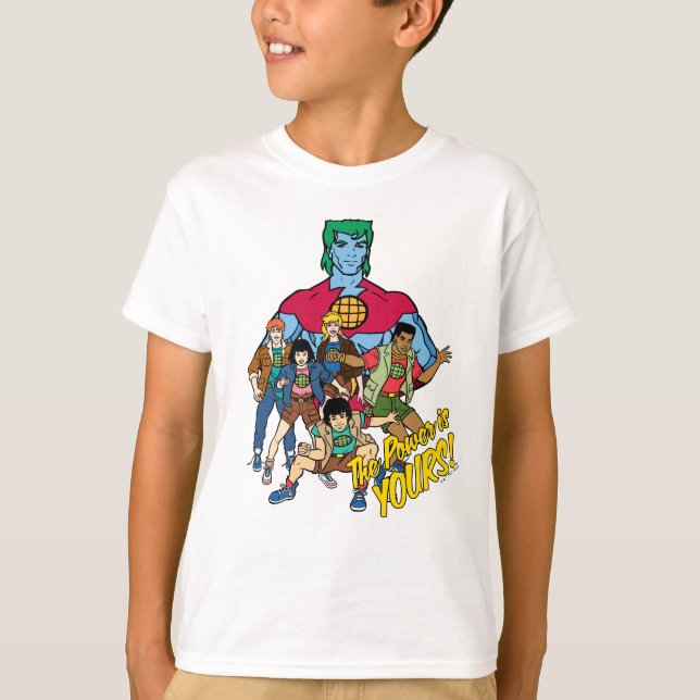 Kapten Planet Group Graphic - kraften är din! T Shirt (Framsida)