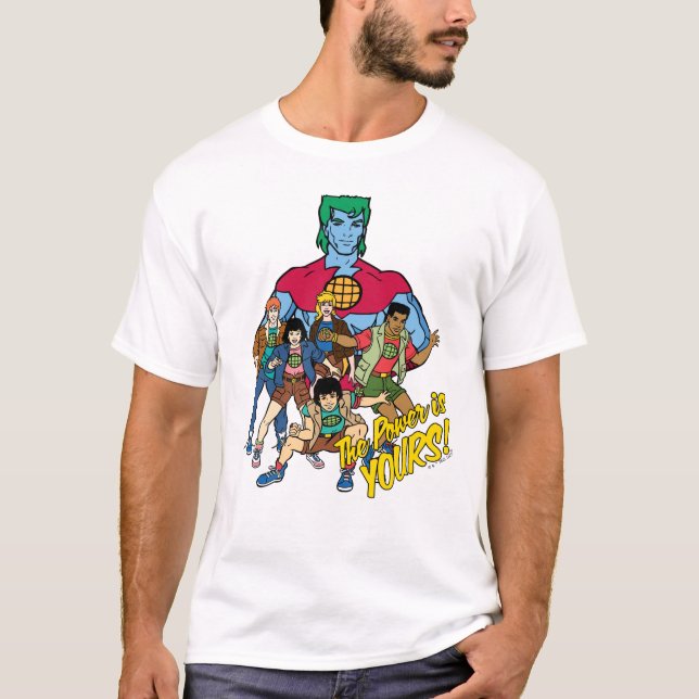 Kapten Planet Group Graphic - kraften är din! T Shirt (Framsida)