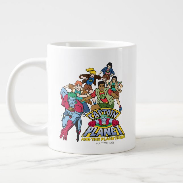 Kapten Planet & Planeteers Group Logotyp Graphic Jumbo Mugg (Vänster)