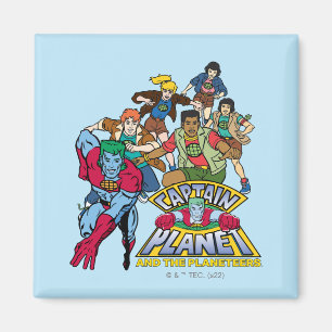 Kapten Planet & Planeteers Group Logotyp Graphic Magnet