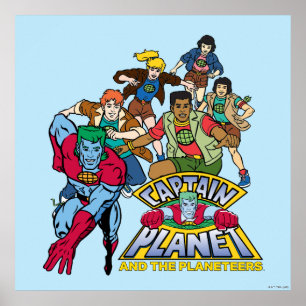 Kapten Planet & Planeteers Group Logotyp Graphic Poster