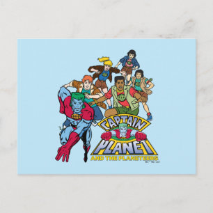Kapten Planet & Planeteers Group Logotyp Graphic Vykort