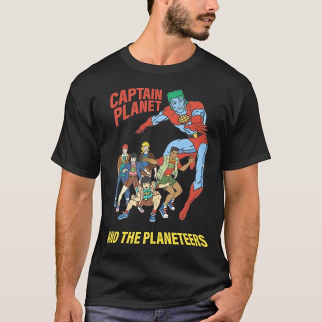 Kapten Planet Planeteers United Logotyp T Shirt (Framsida)