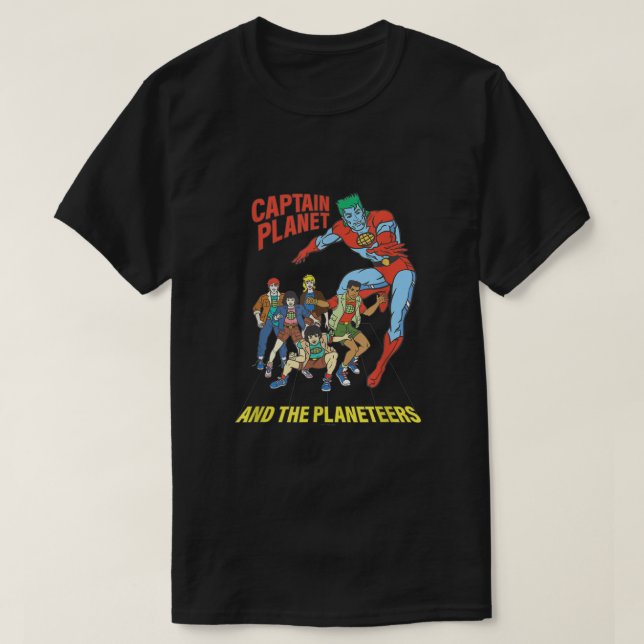 Kapten Planet Planeteers United Retro Logotyp T Shirt (Design framsida)