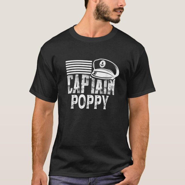 Kapten Poppy Sailing Kapten Hat Boat Owner Boati T Shirt (Framsida)
