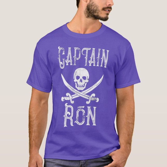 Kapten Ron Vintage Personlig Pirat Boating T Shirt (Framsida)