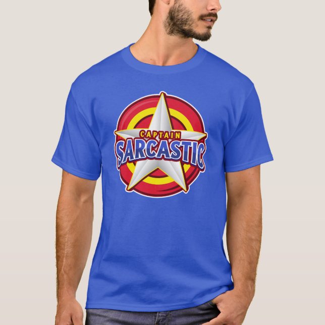 Kapten Sarcastic Toppen Hero Stil T-Shirt (Framsida)