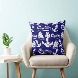 Kapten Segelbåt Ankare Nautilus-design Kudde