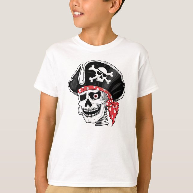 Kapten Skull Pirat T Shirt (Framsida)