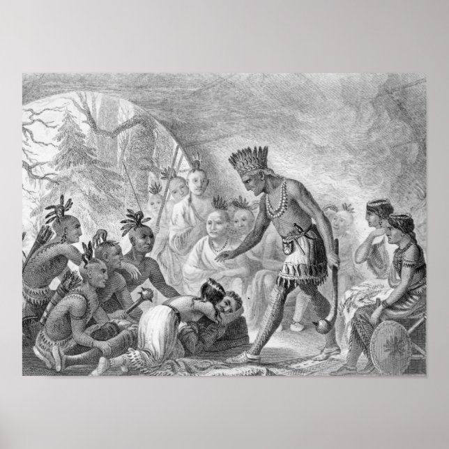 Kapten Smith räddade av Pocahontas Poster (Framsidan)