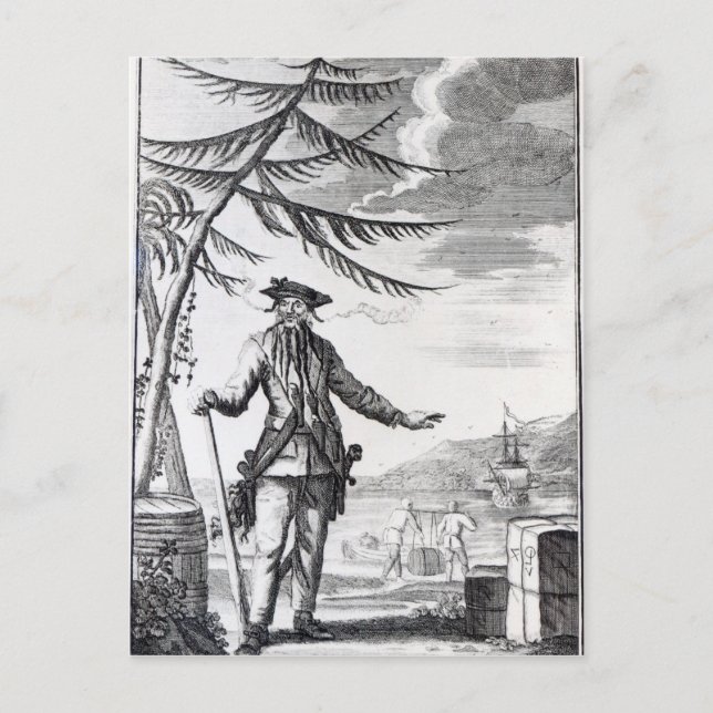 Kapten Teach, vanligtvis kallad Blackbeard Vykort (Framsida)