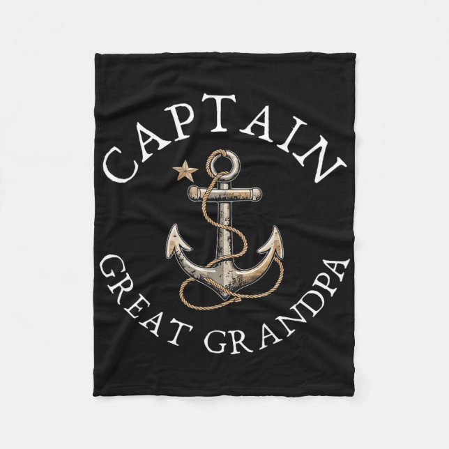Kapten Underbar Grandpa Boat Sailing Boating Vinta Fleecefilt (Framsidan)