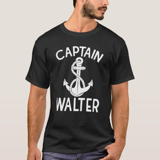 Kapten Walter Boat Frakt Yacht Anchor Boating T Shirt (Framsida)
