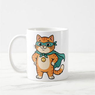 Kapten Whiskerton – Söt superhjälte orange tabby C Kaffemugg